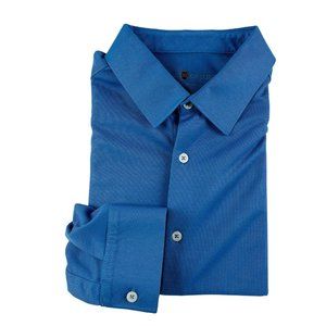 Ministry of Supply Blue Moisture Wicking Polyester Long Sleeve‎ Button Up 16/34